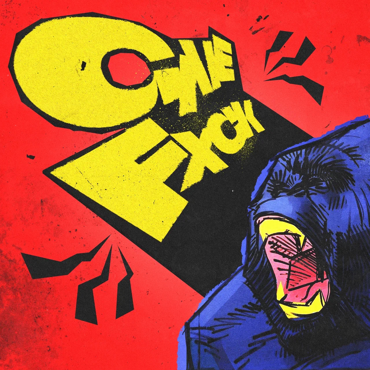 Stylized gorilla with 'One Exox' text on a red background cover art album