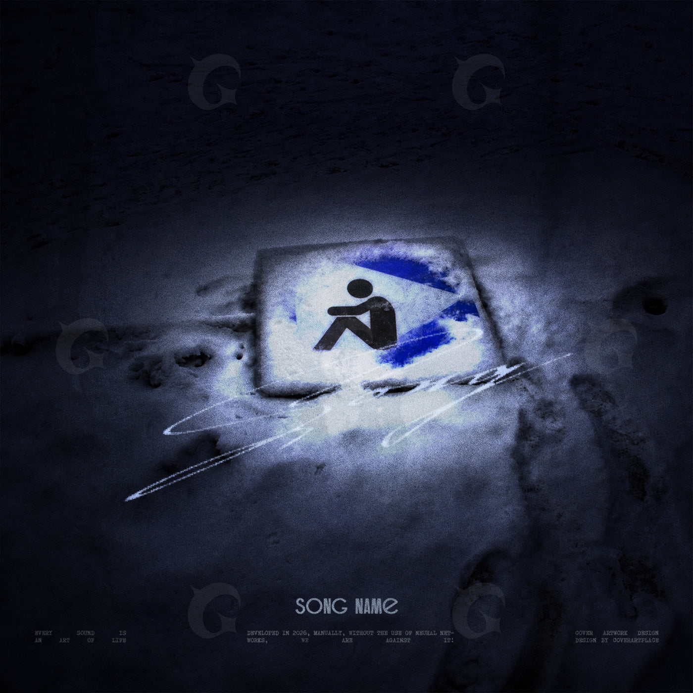 Album cover with a stylized icon and text on a dark background