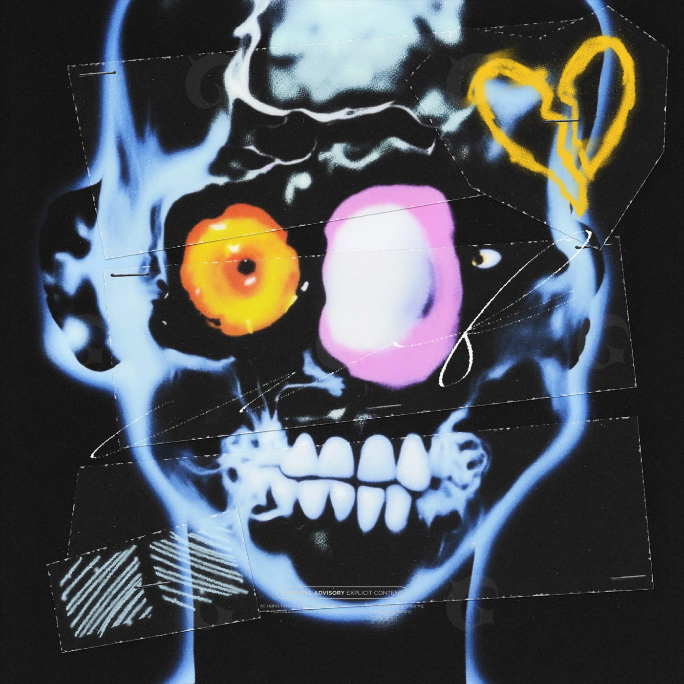 Neon skull with heart