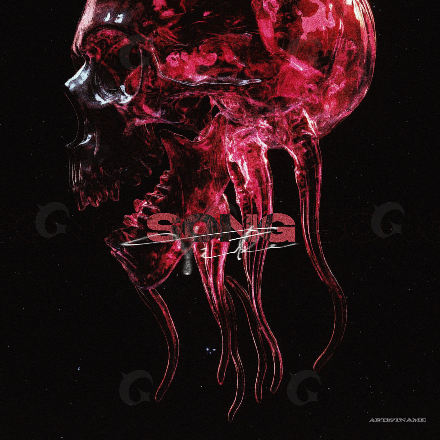 Skull jellyfish drift