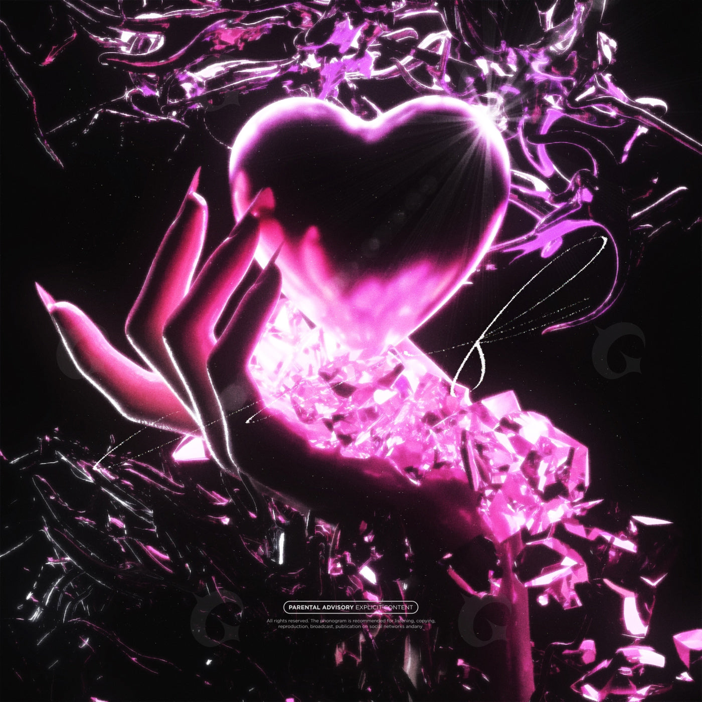 Heart held glistening