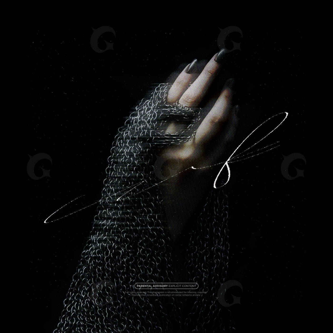 Gloved hand in chains