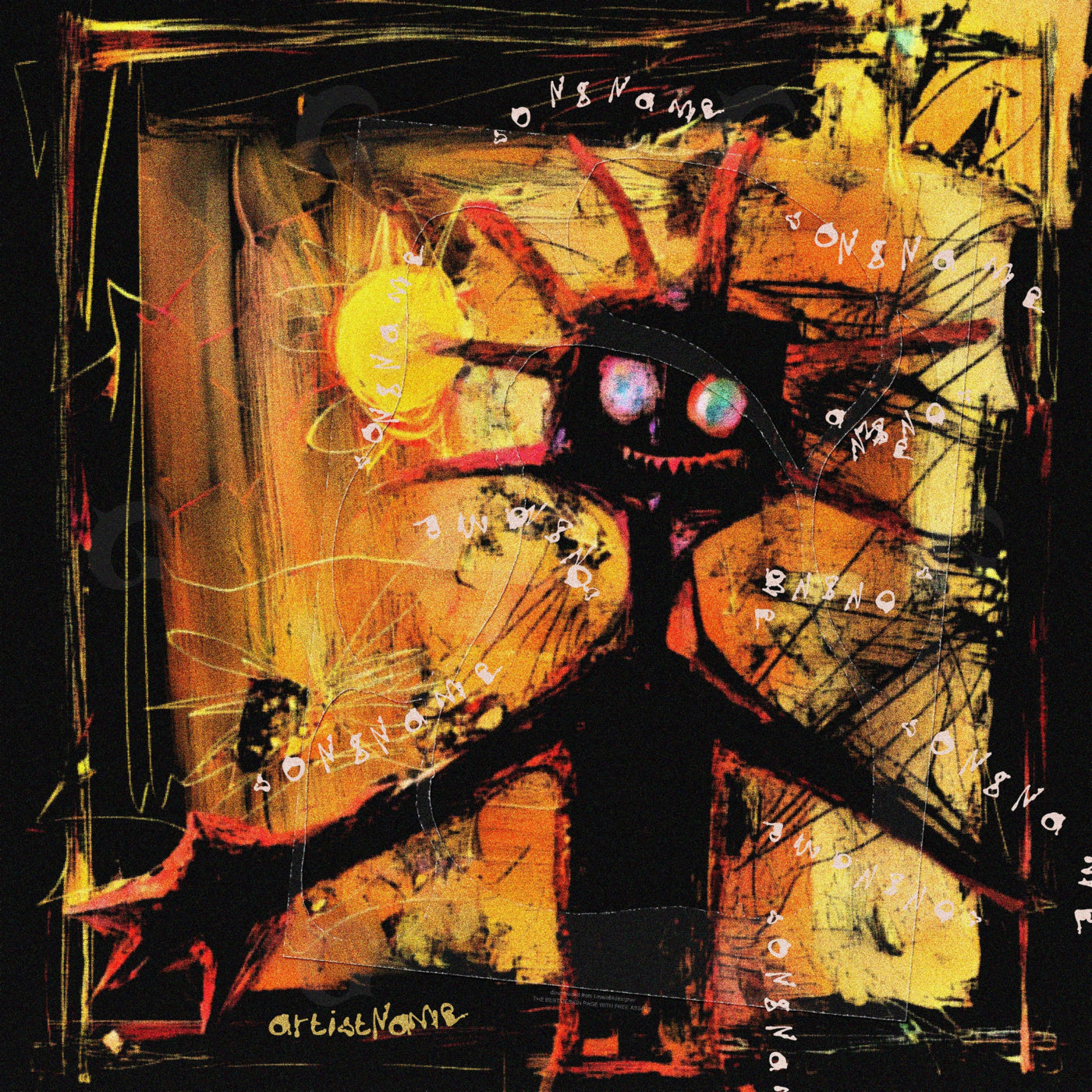 Grinning sunflower creature