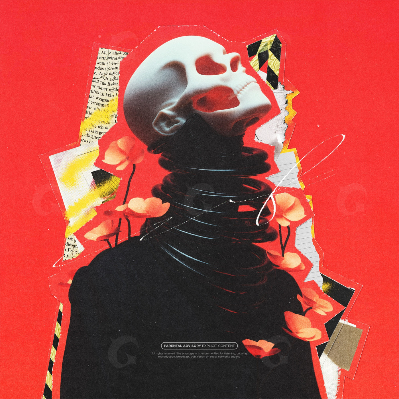 Skull amidst poppies