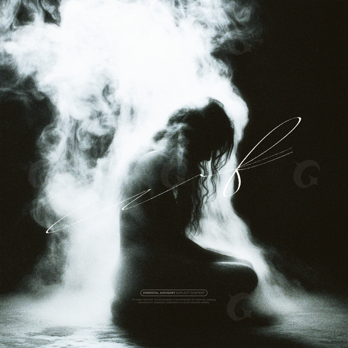 Shadowed woman kneeling