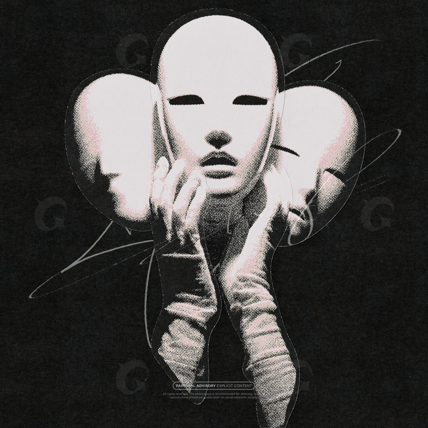 Three faceless masks