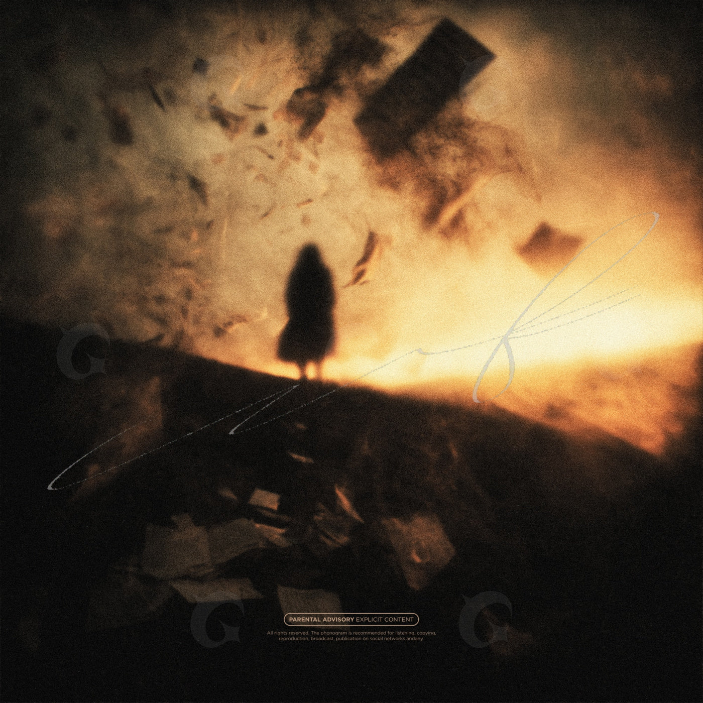 Silhouette amidst debris