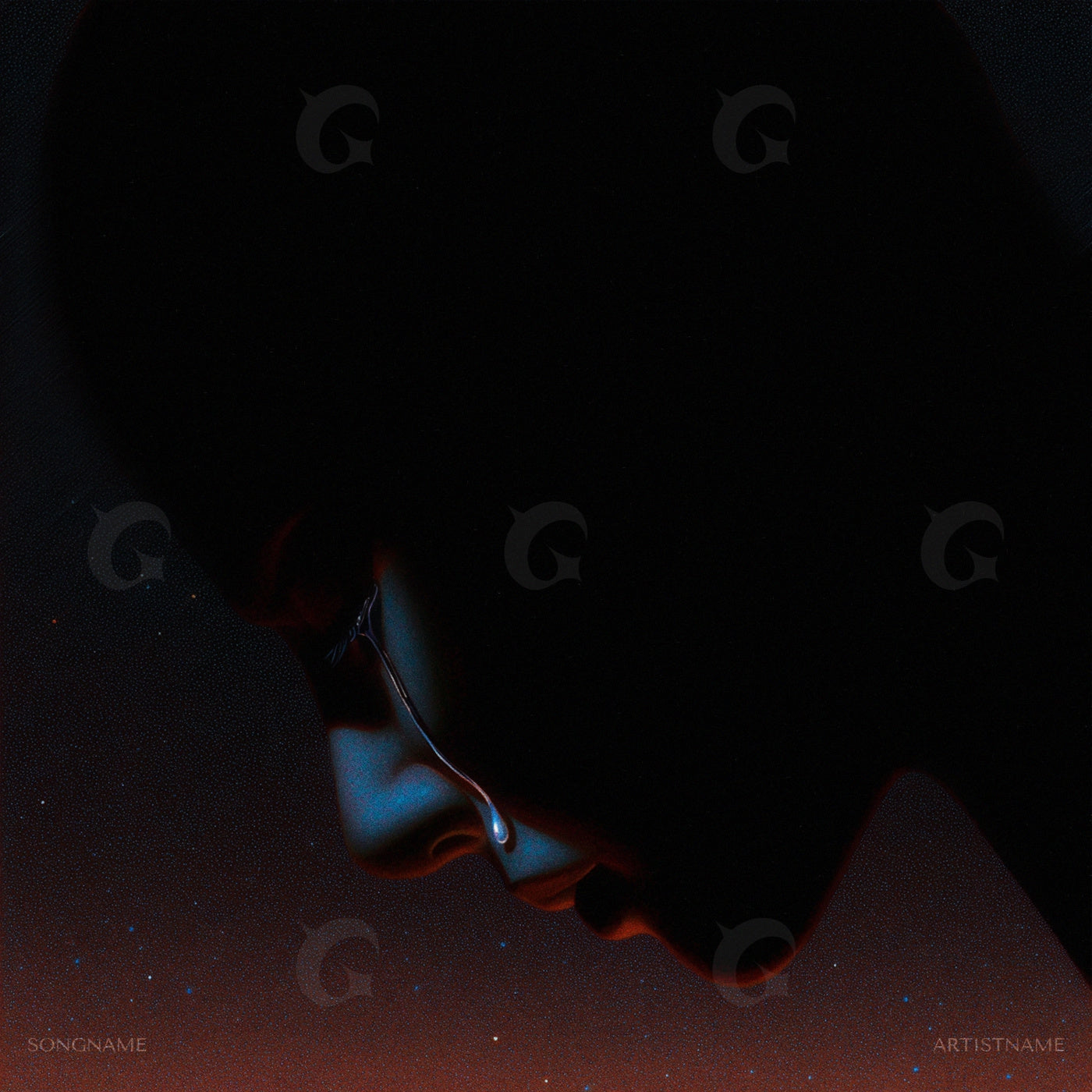 Tear falling silhouette