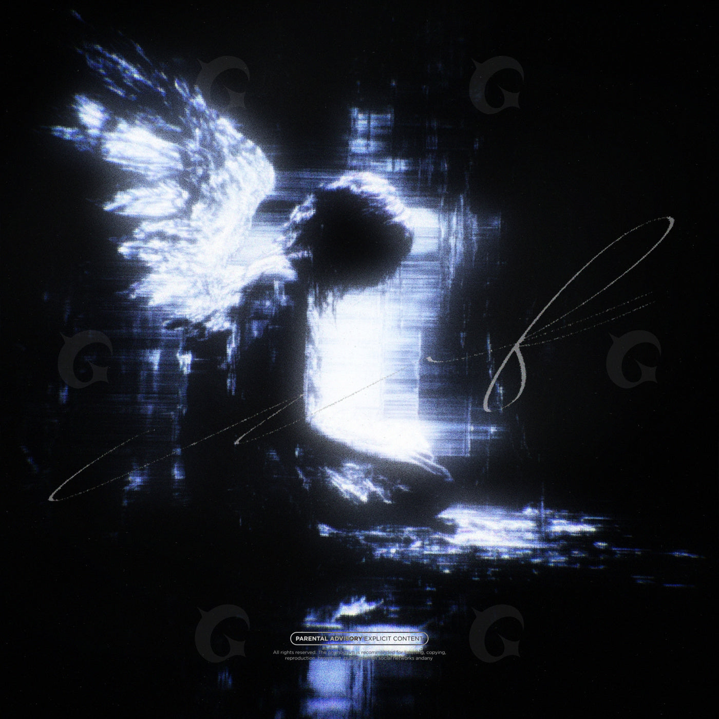 Kneeling angel silhouette