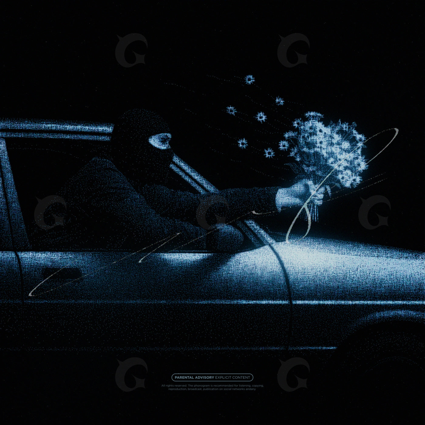 Masked driver with bouquet