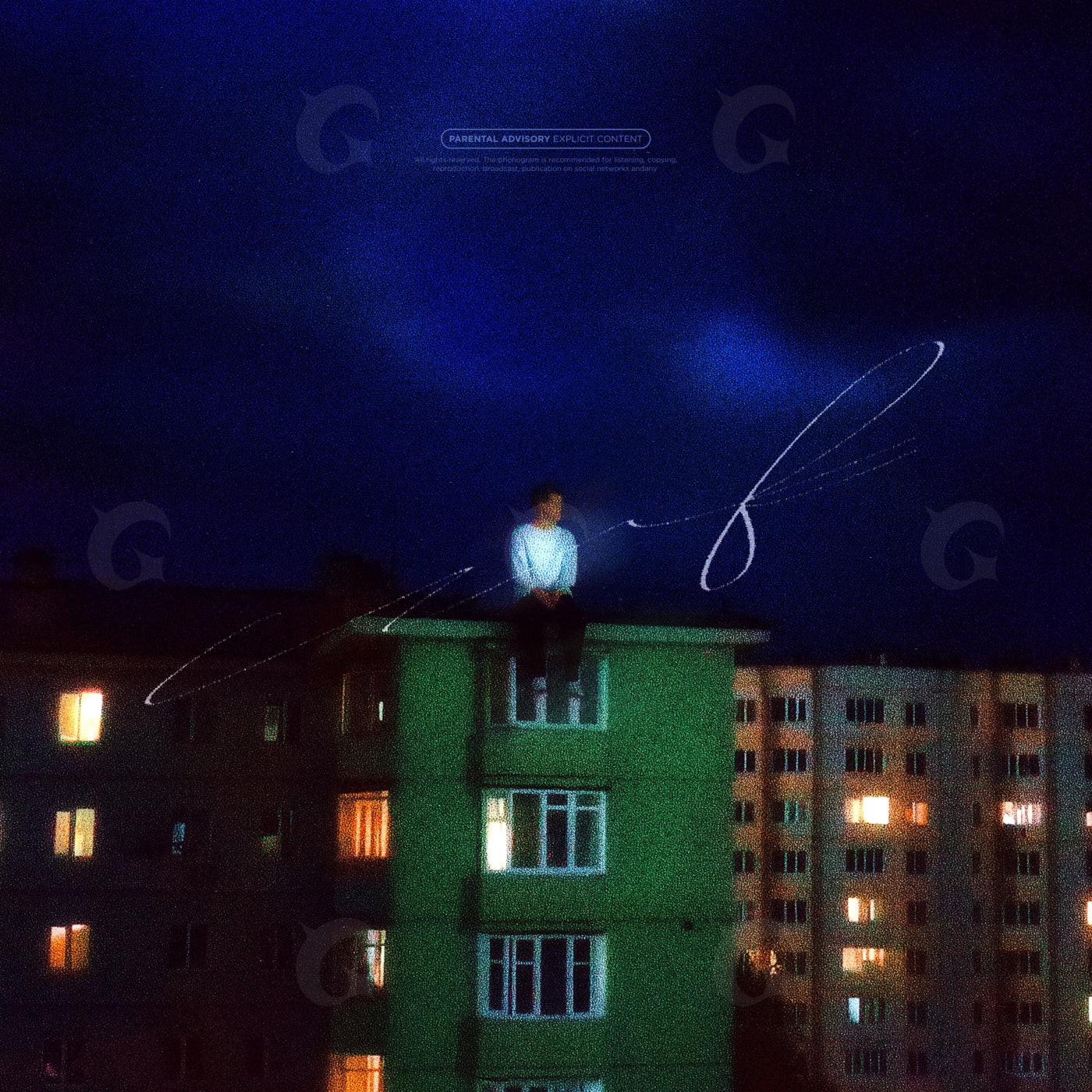 Midnight rooftop solitude