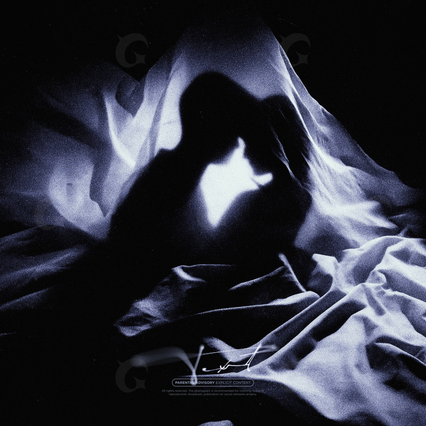Silhouetted lovers embrace