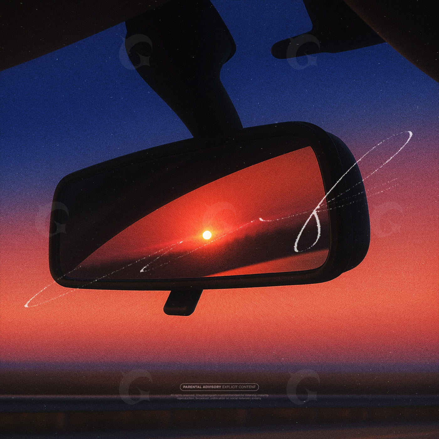 Rearview sunset orbit