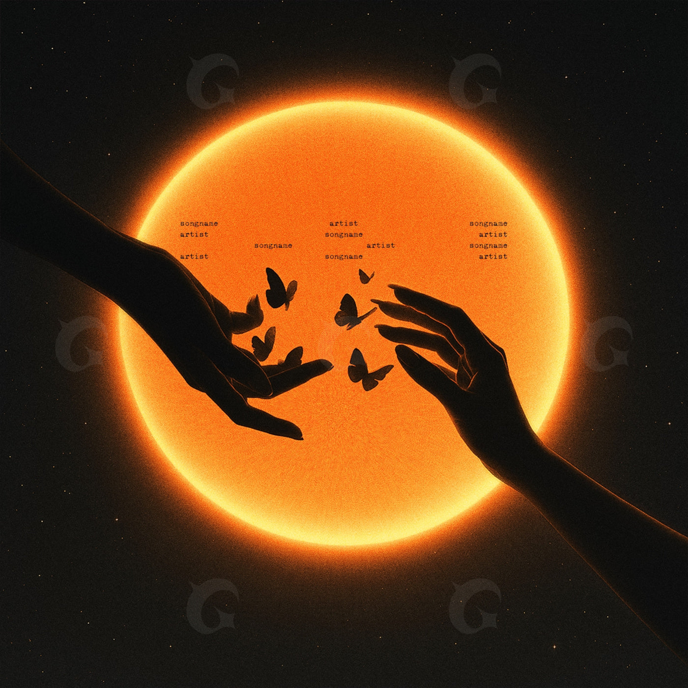 Hands releasing butterflies