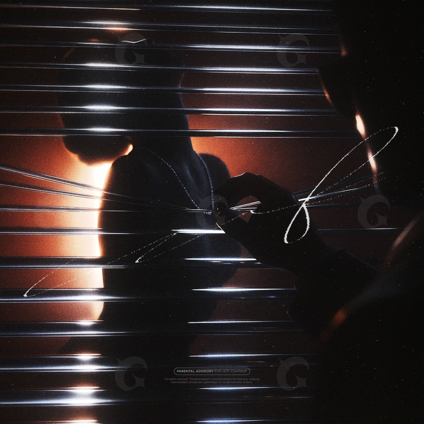 Silhouette behind blinds