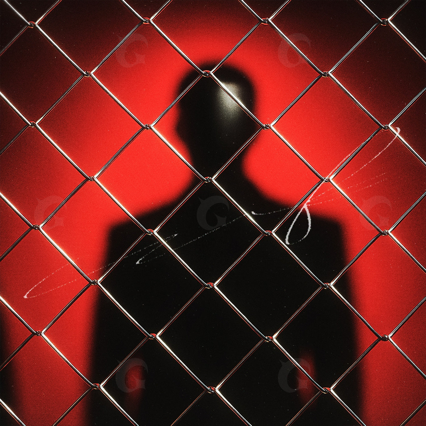 Silhouette behind fence