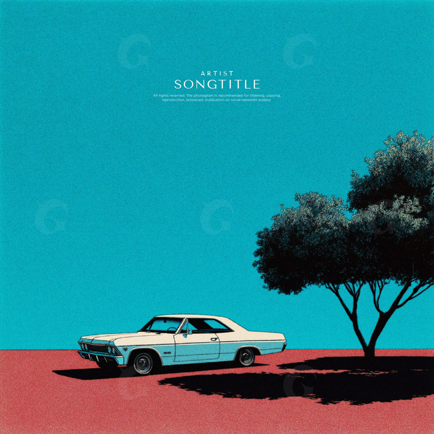 Car under lone tree