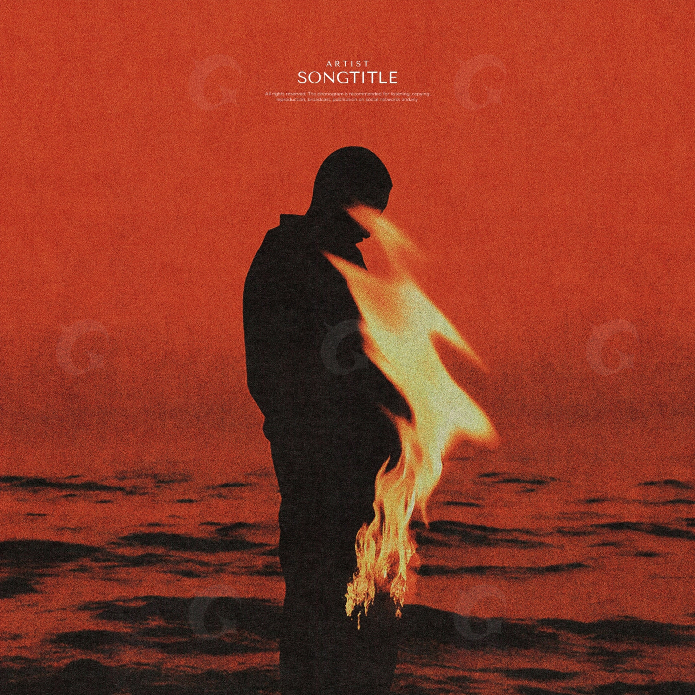 Silhouette with flames