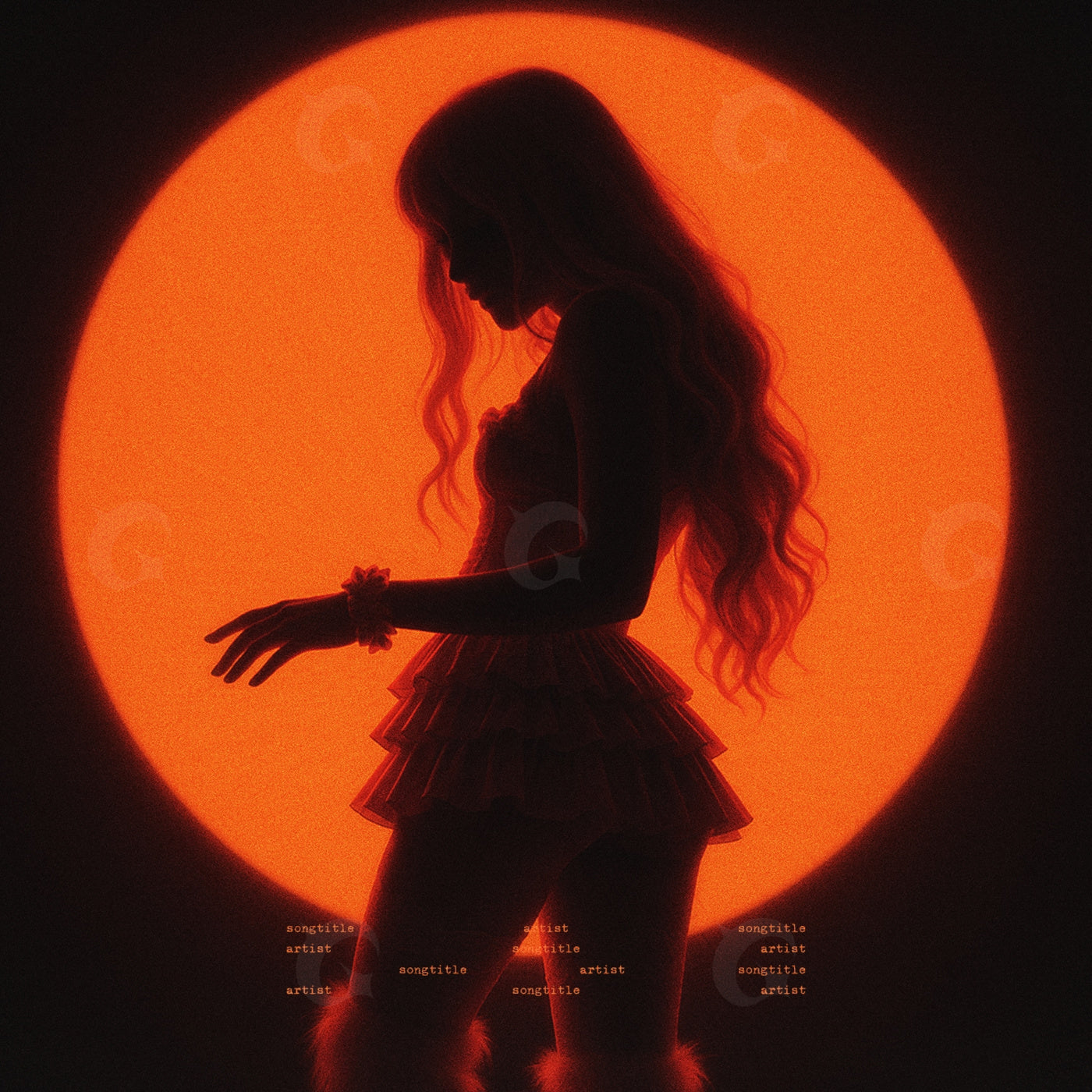 Silhouette against giant sun