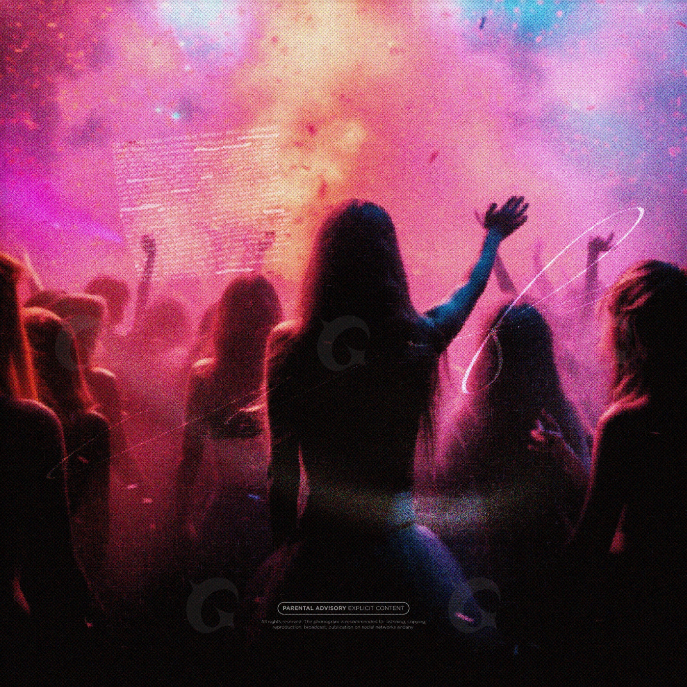 Neon night crowd