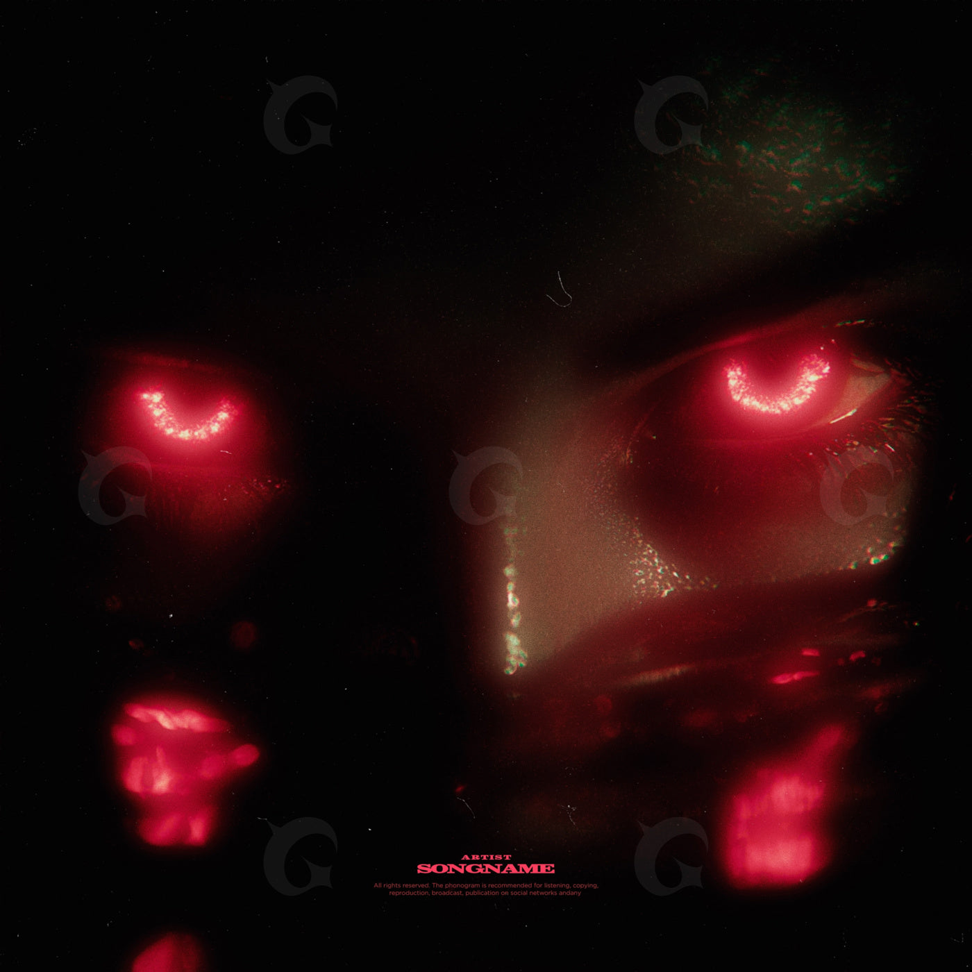 Neon eyes stare