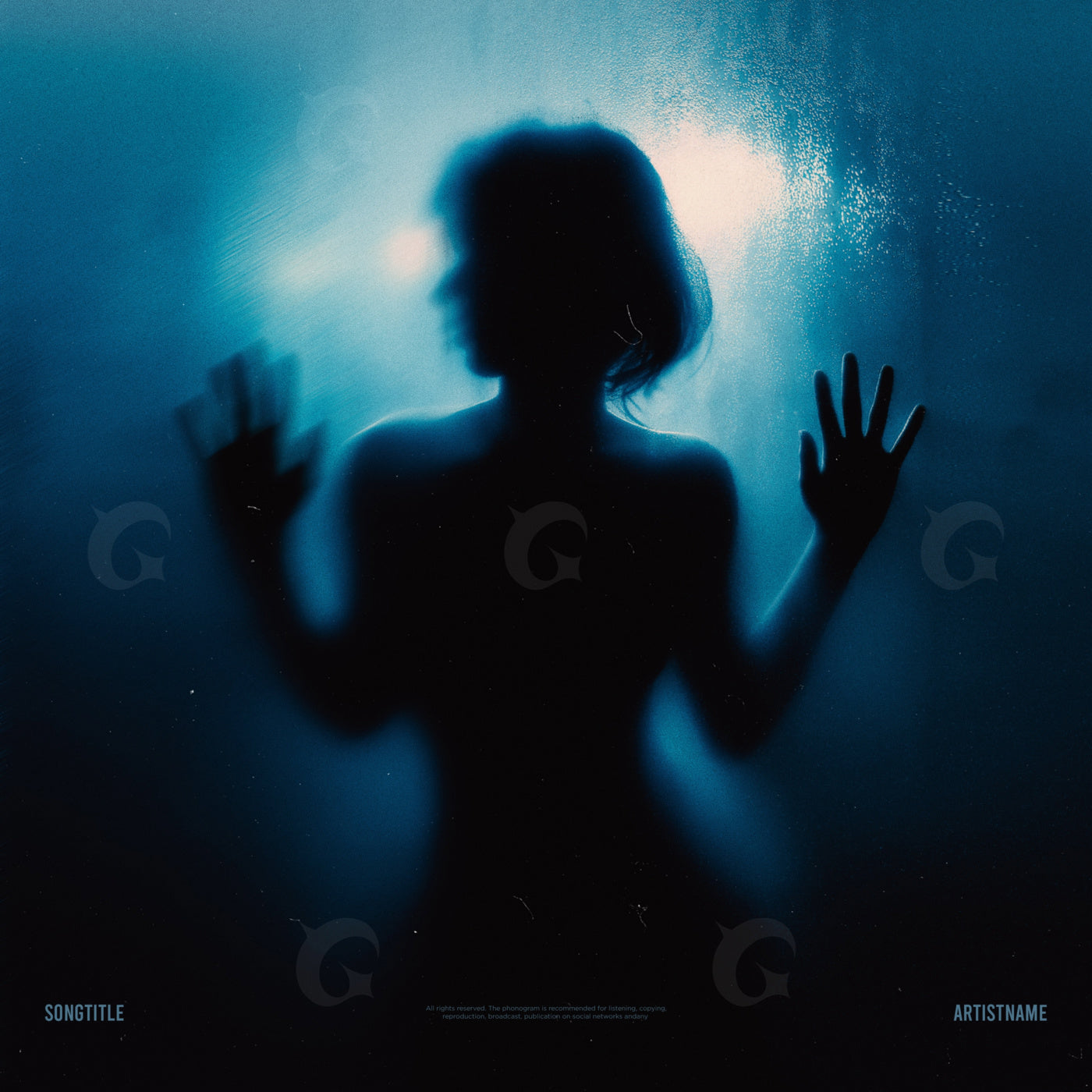 Shadowed woman against glass