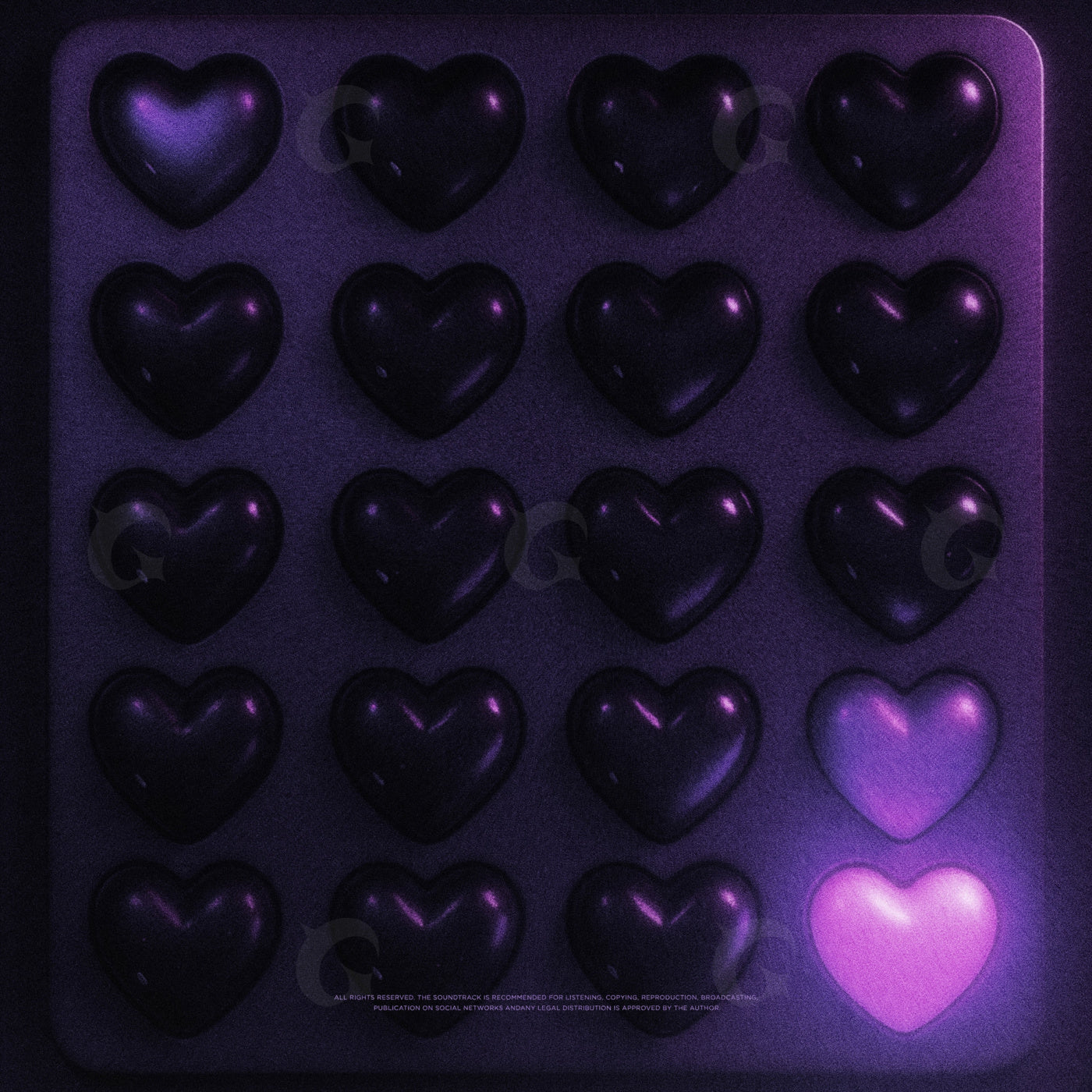 Row of heart chocolates
