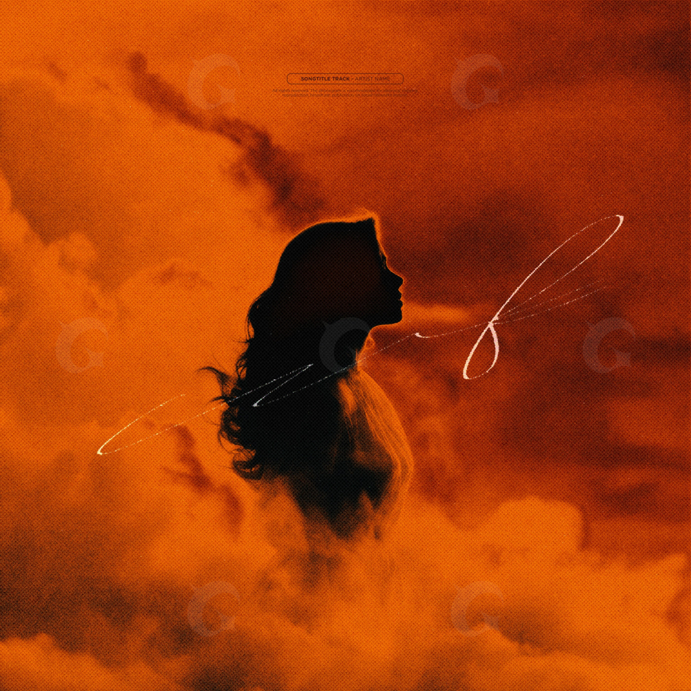 Silhouette among clouds