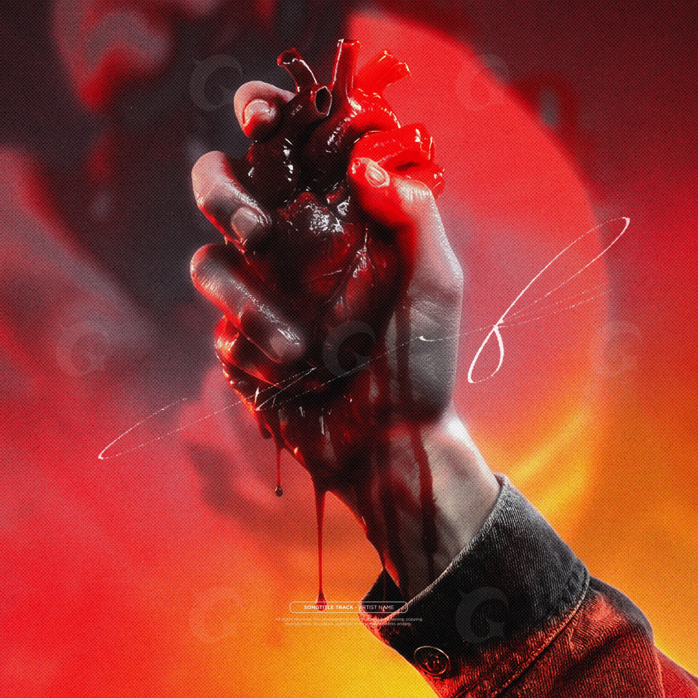 Hand gripping heart
