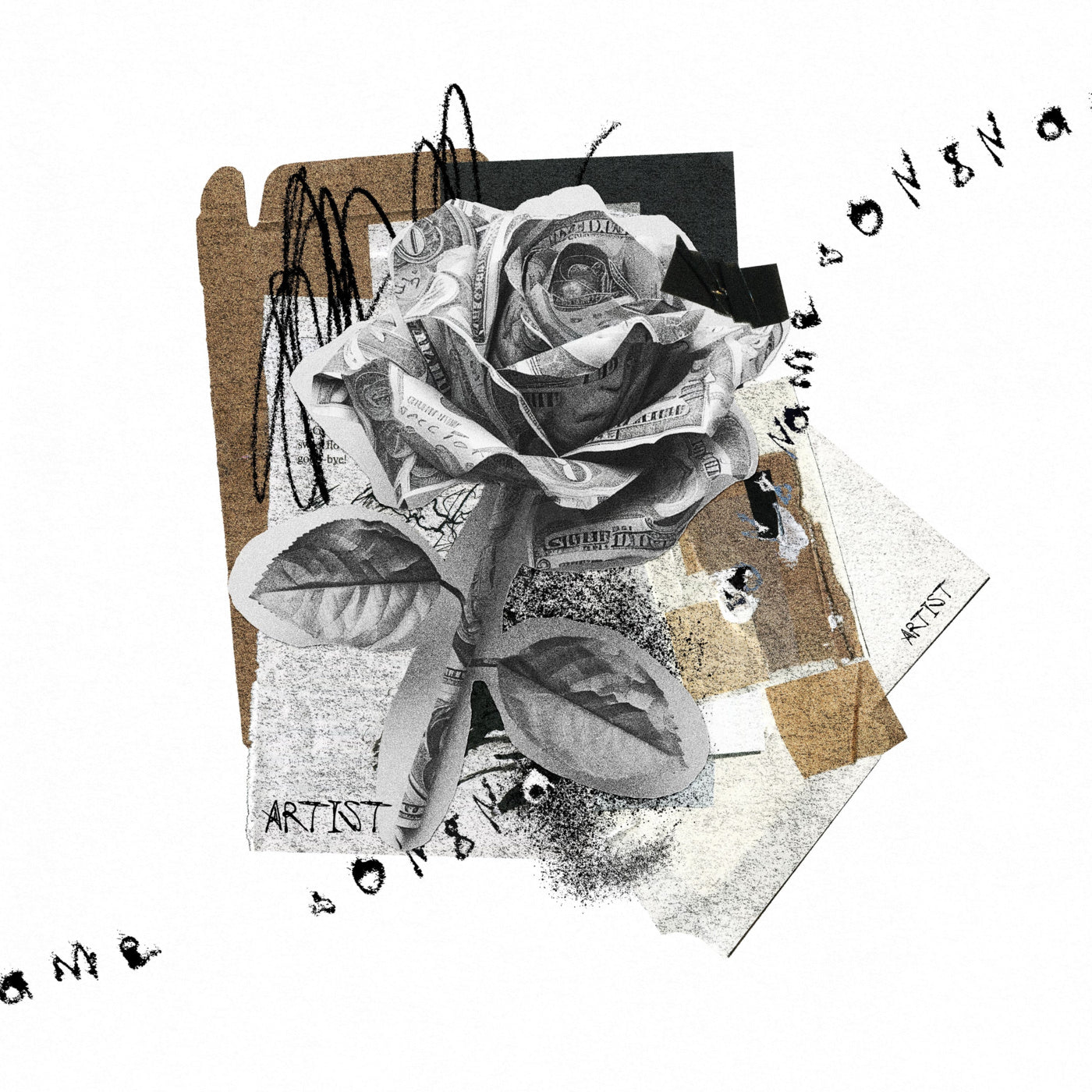 Money rose collage