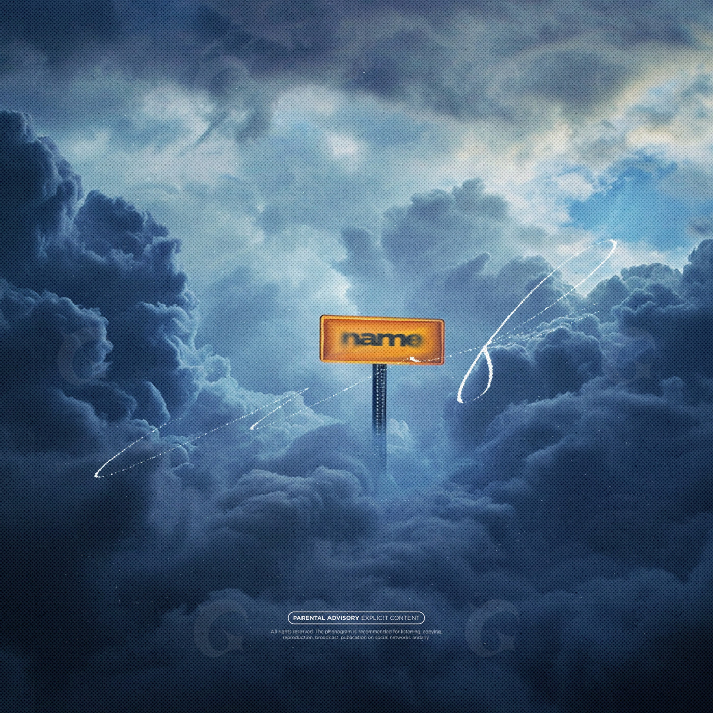 Signpost above clouds