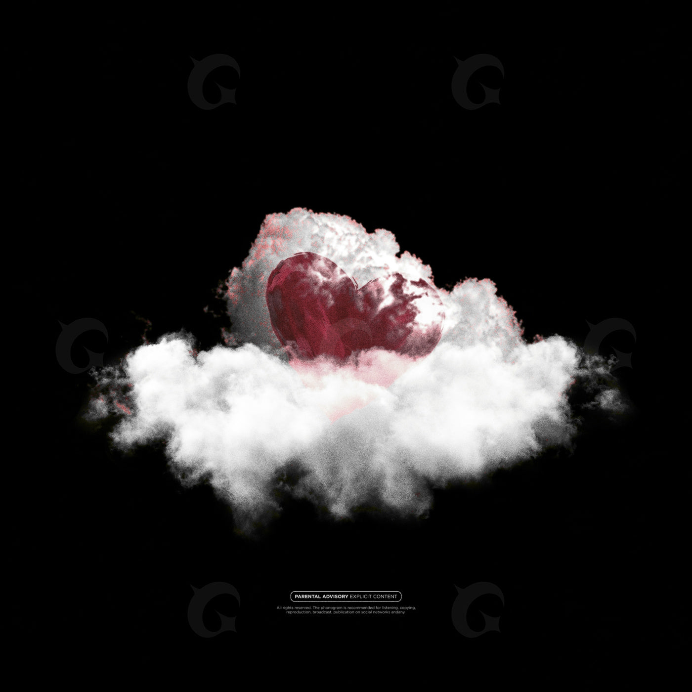 Heart rising from cloud