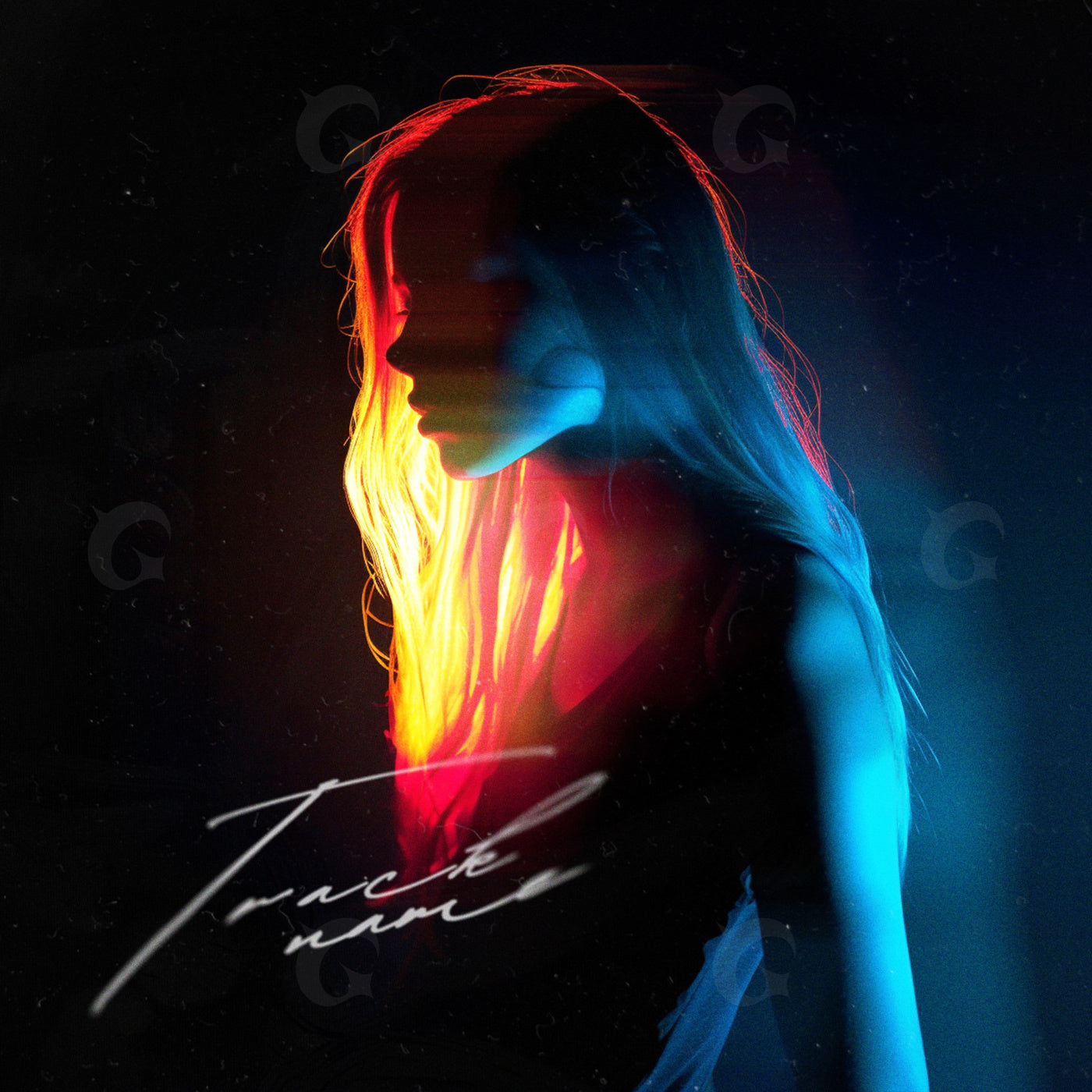Neon silhouette portrait