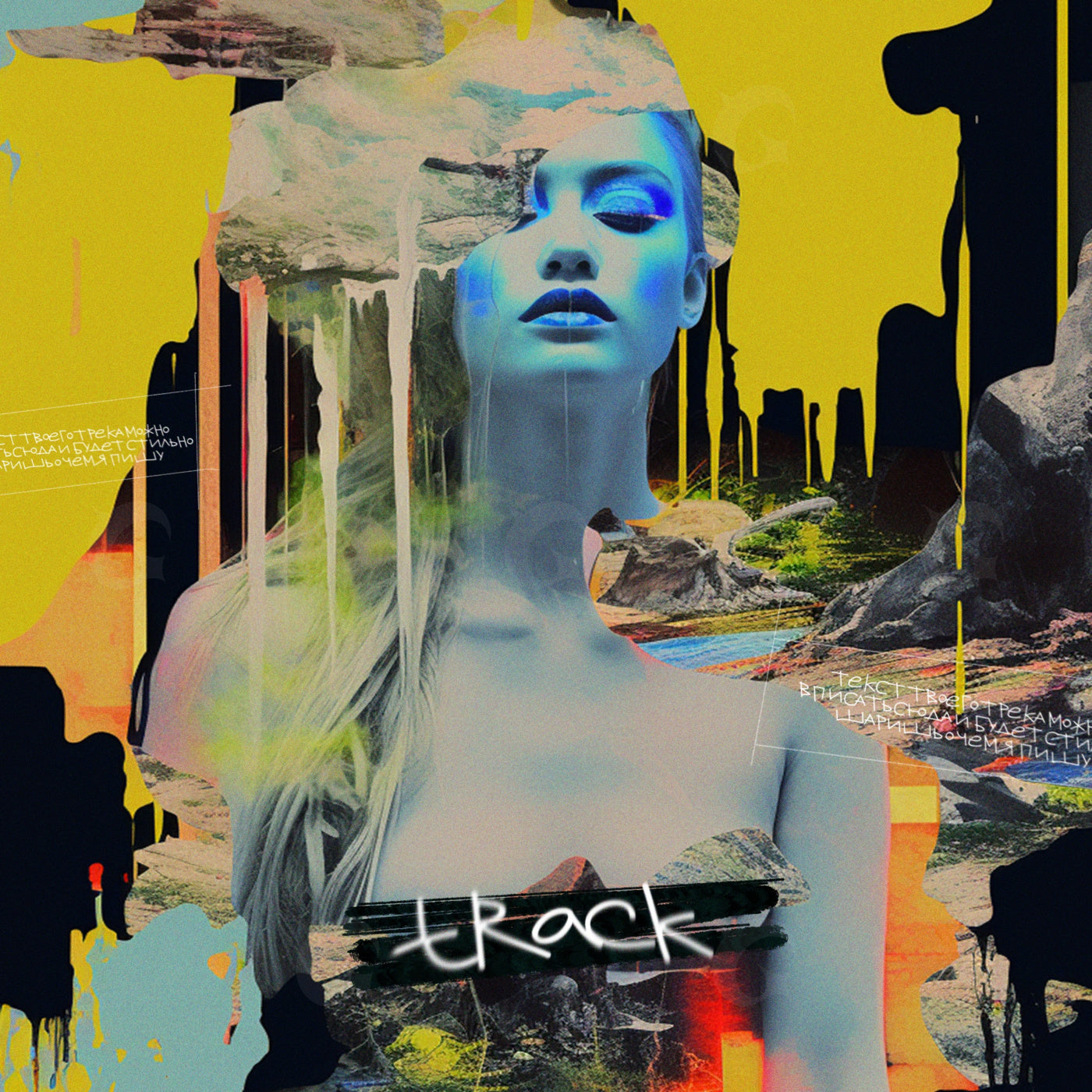 Surreal woman in landscape