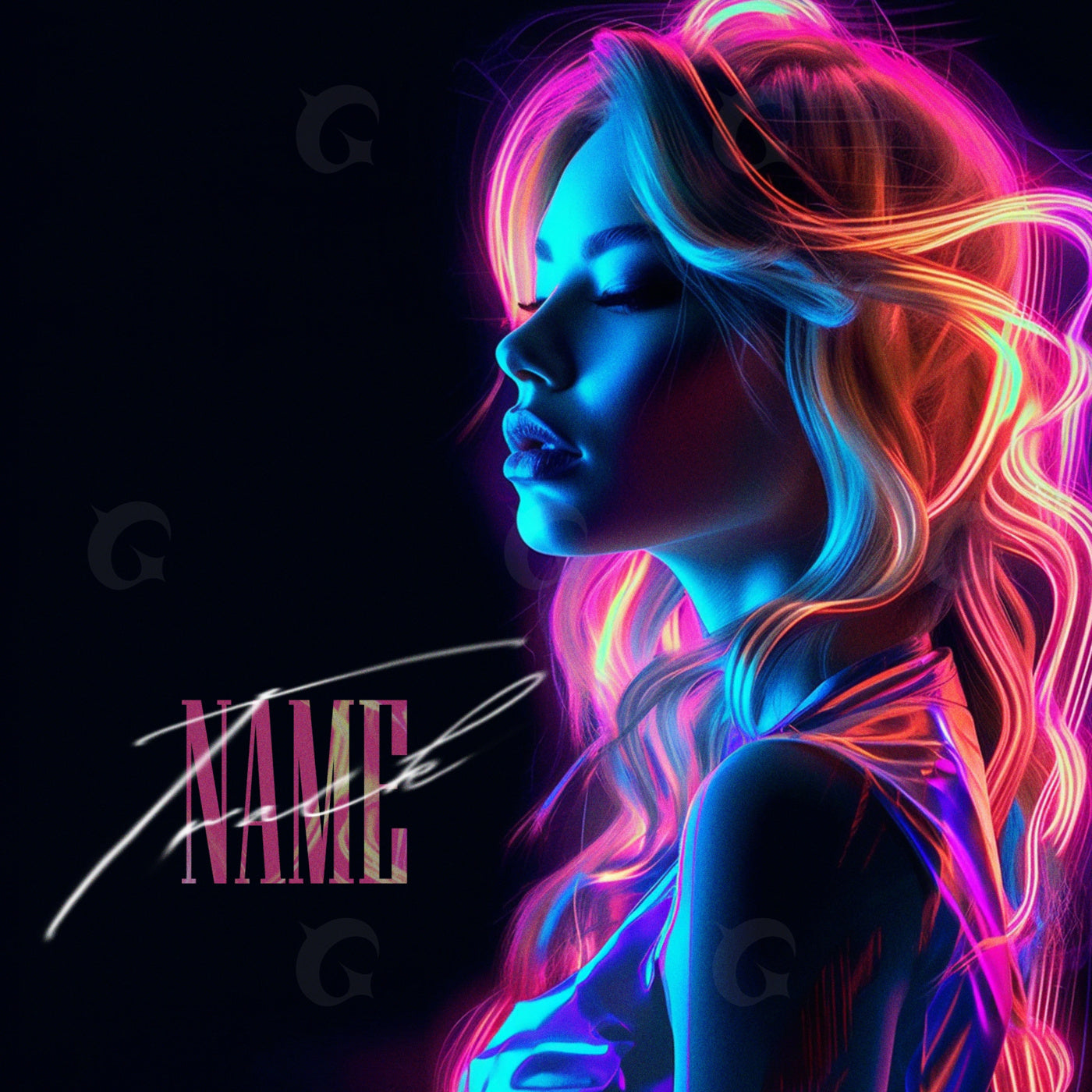 Neon portrait silence