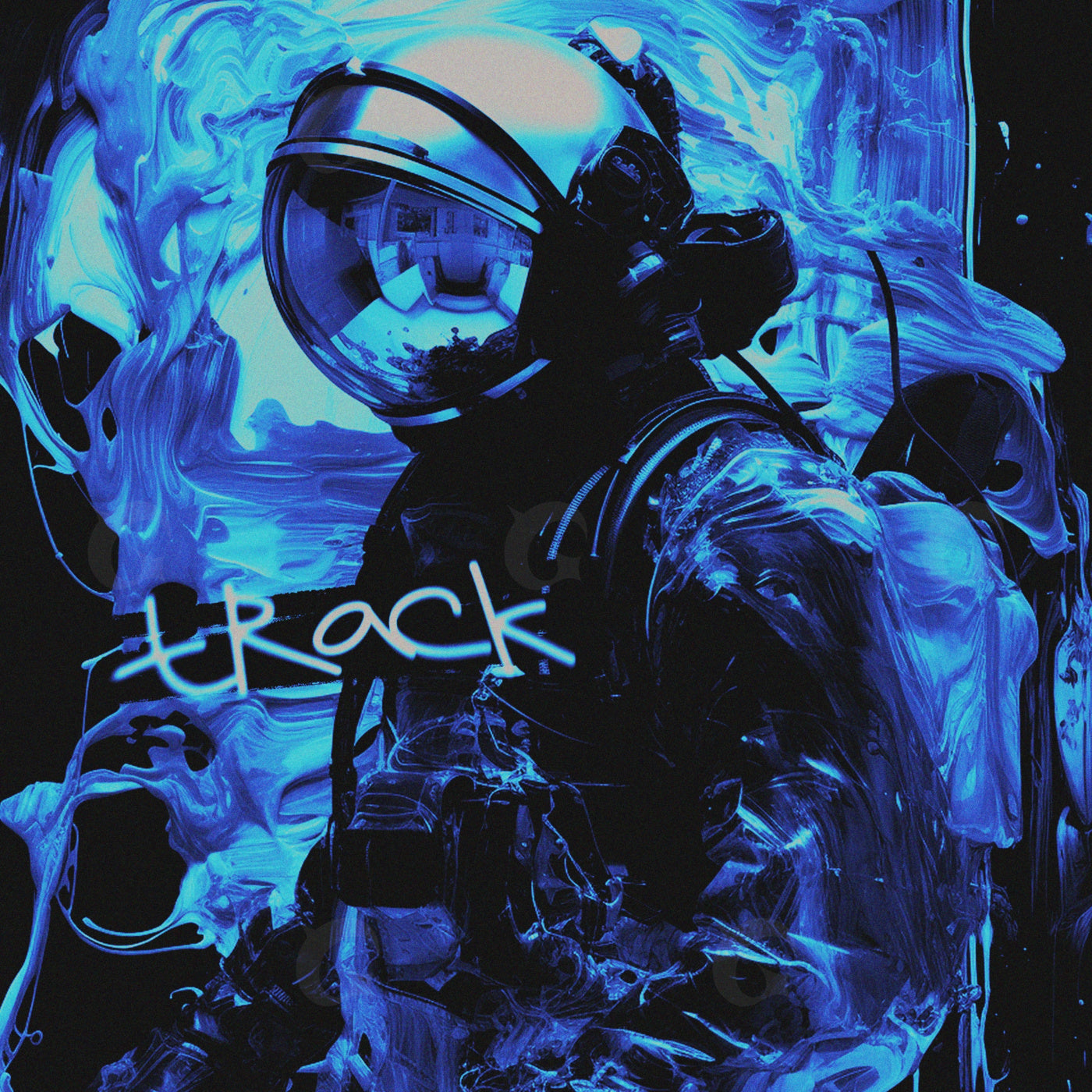 Astronaut amid swirls