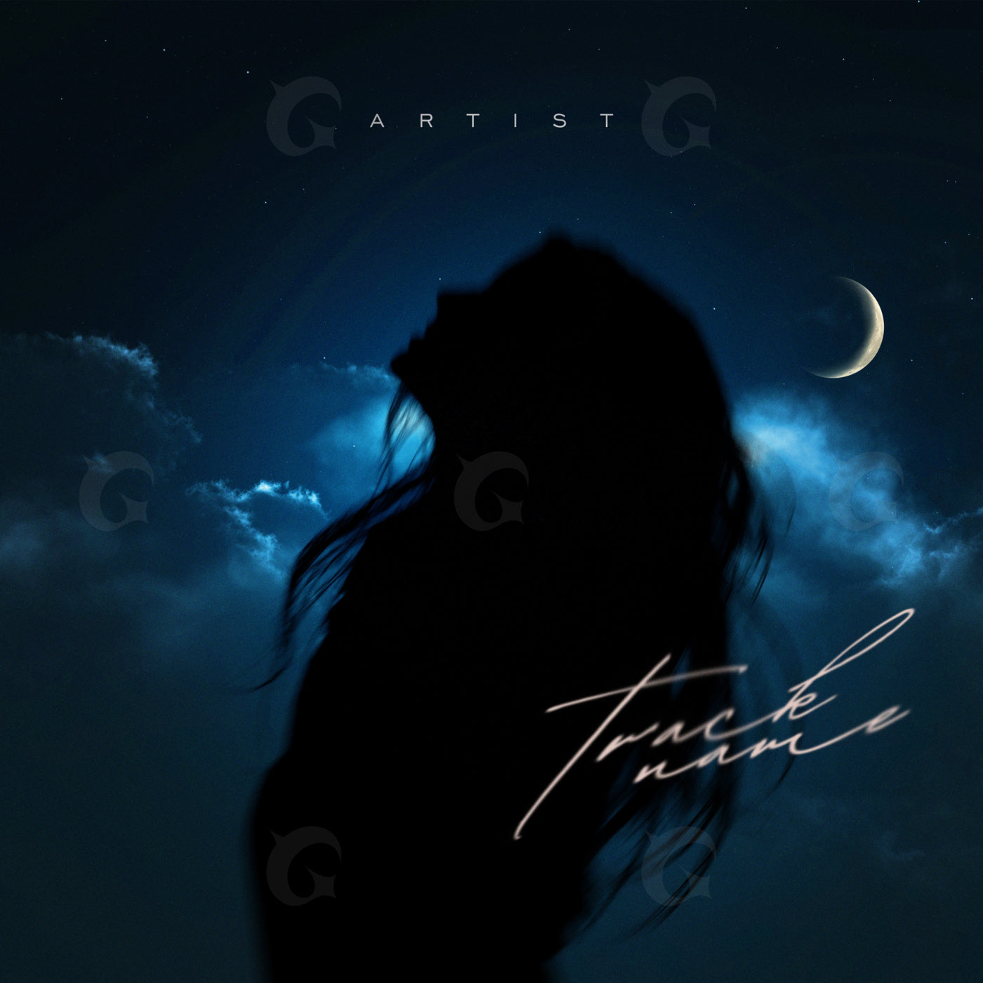 Silhouette beneath moon