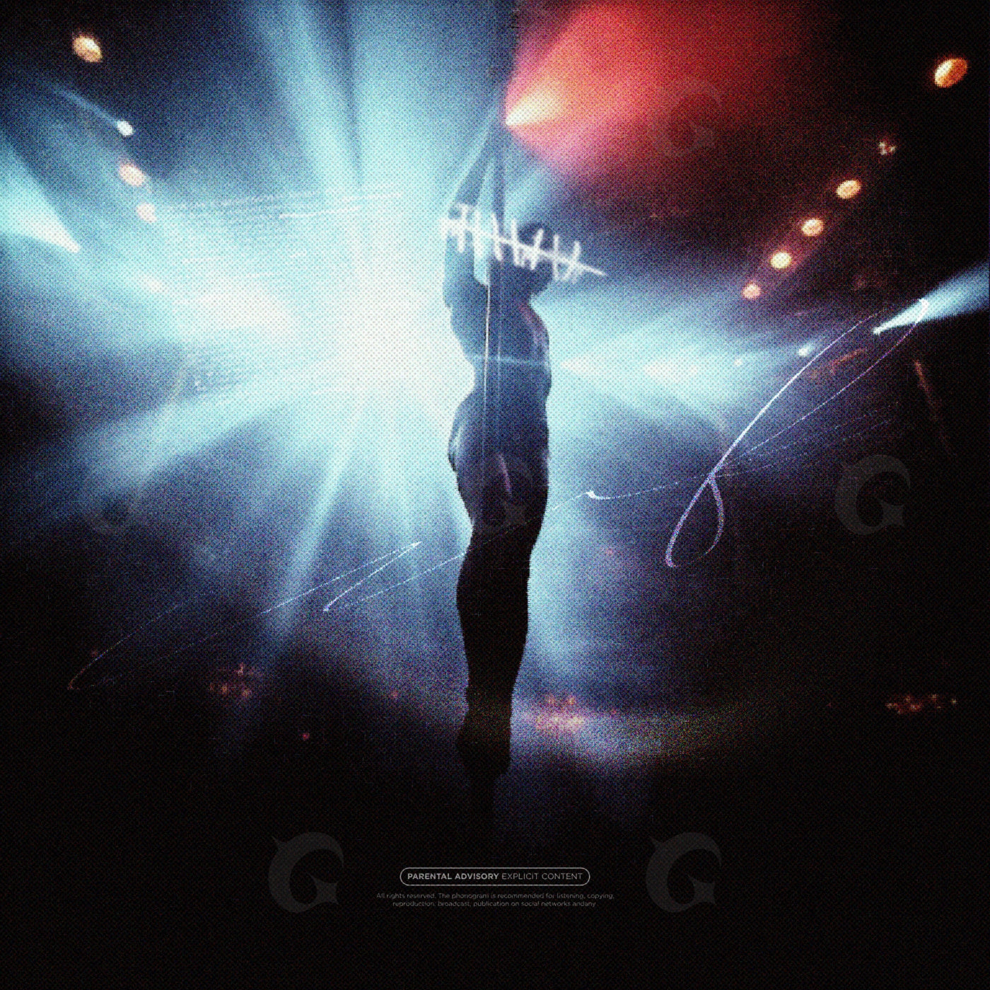Silhouette under spotlight