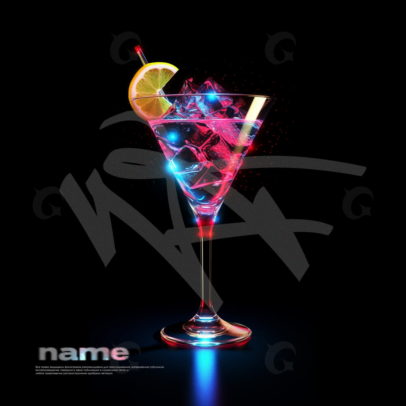Neon cocktail glass