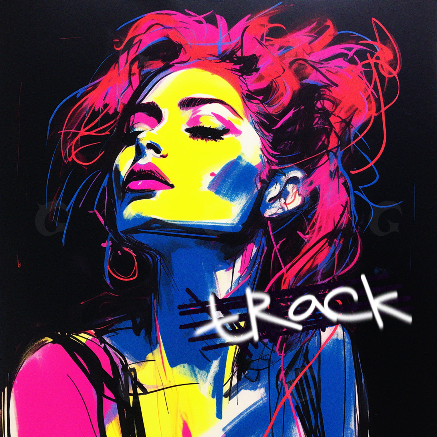 Neon woman with eyes
