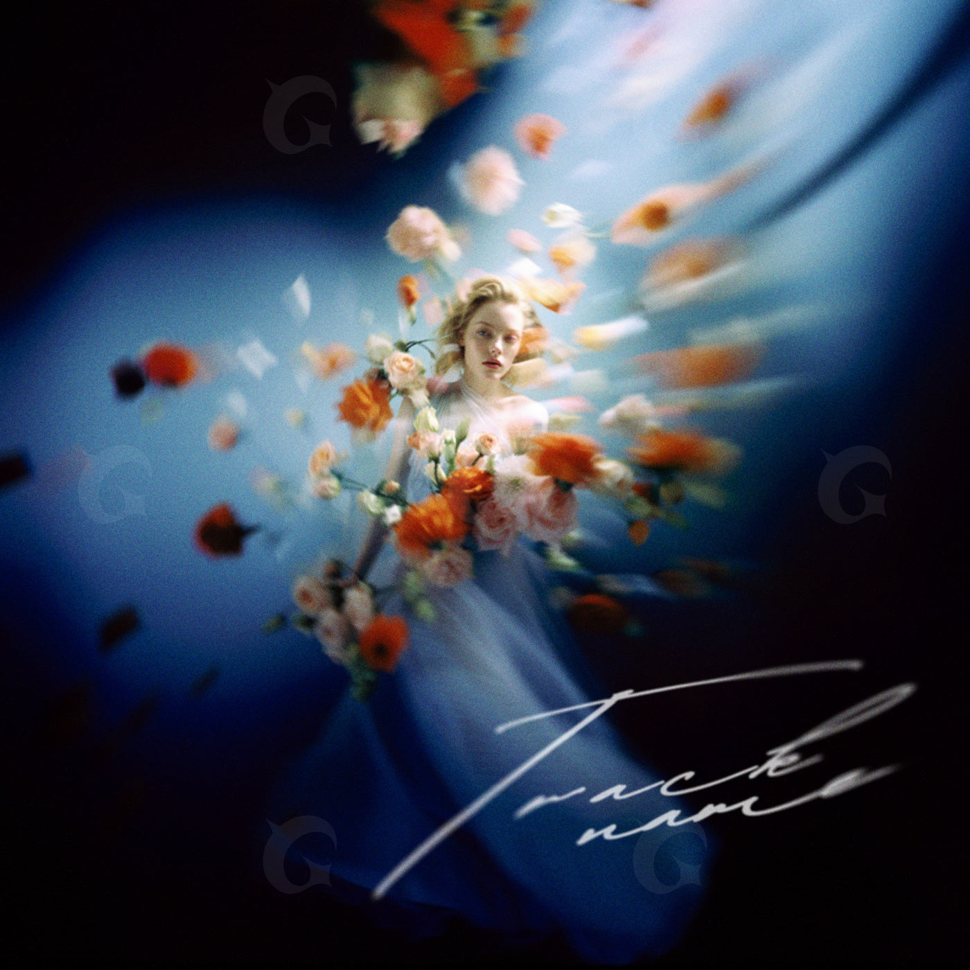 Girl surrounded blossoms