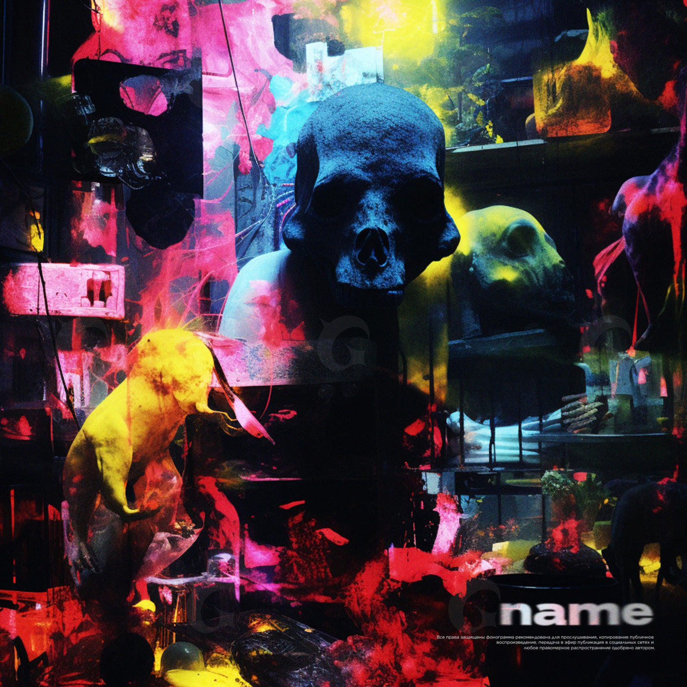 Skull amidst neonchaos