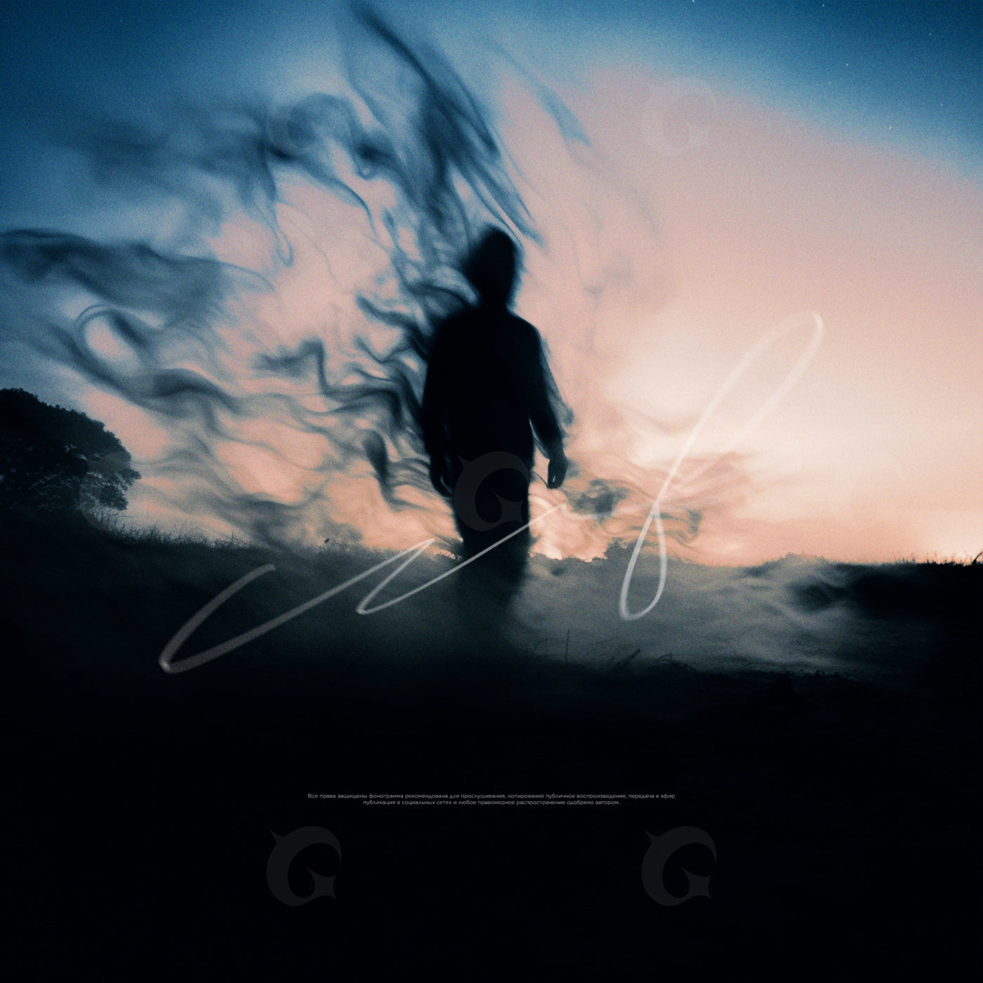 Silhouette amidst rising smoke