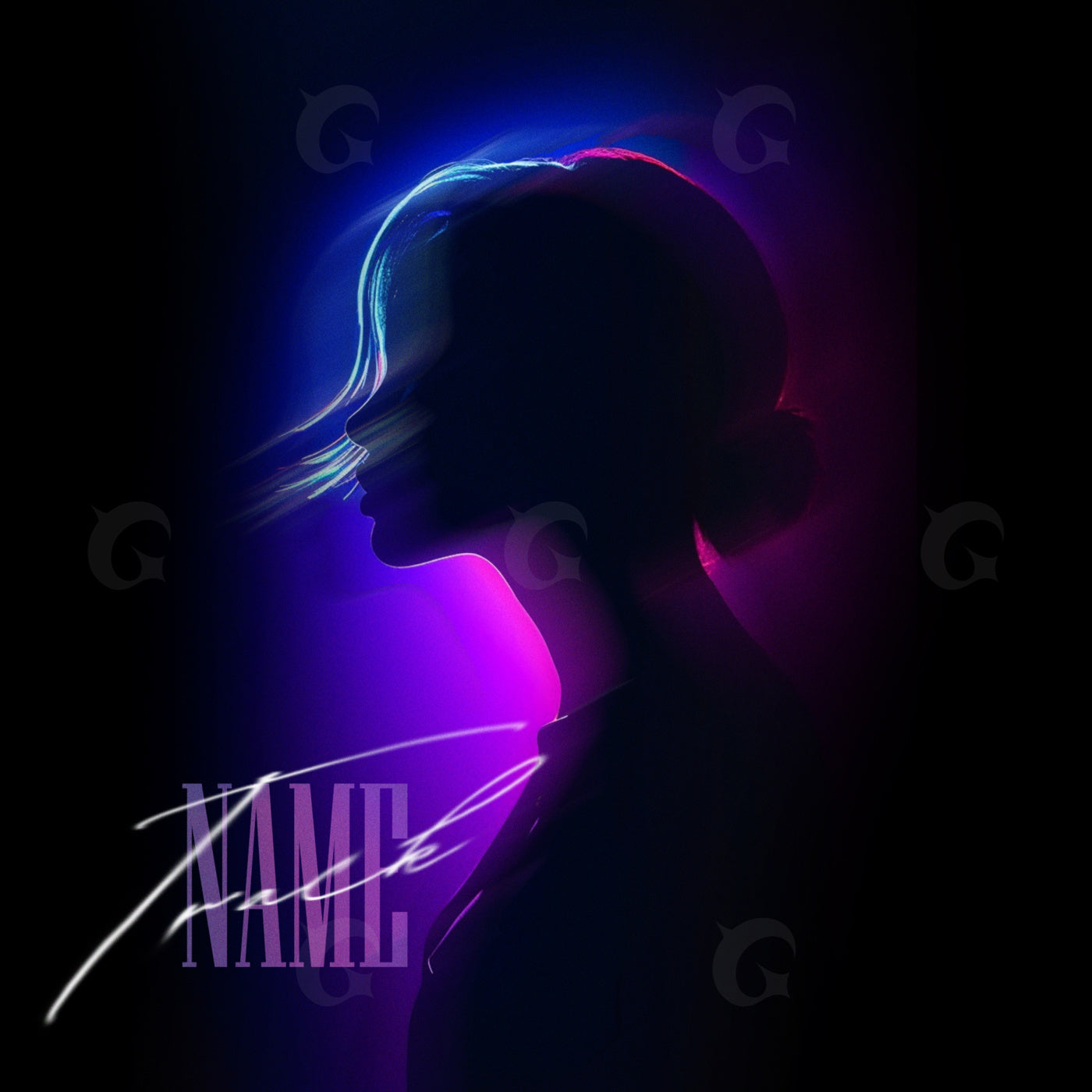 Silhouette with neon aura
