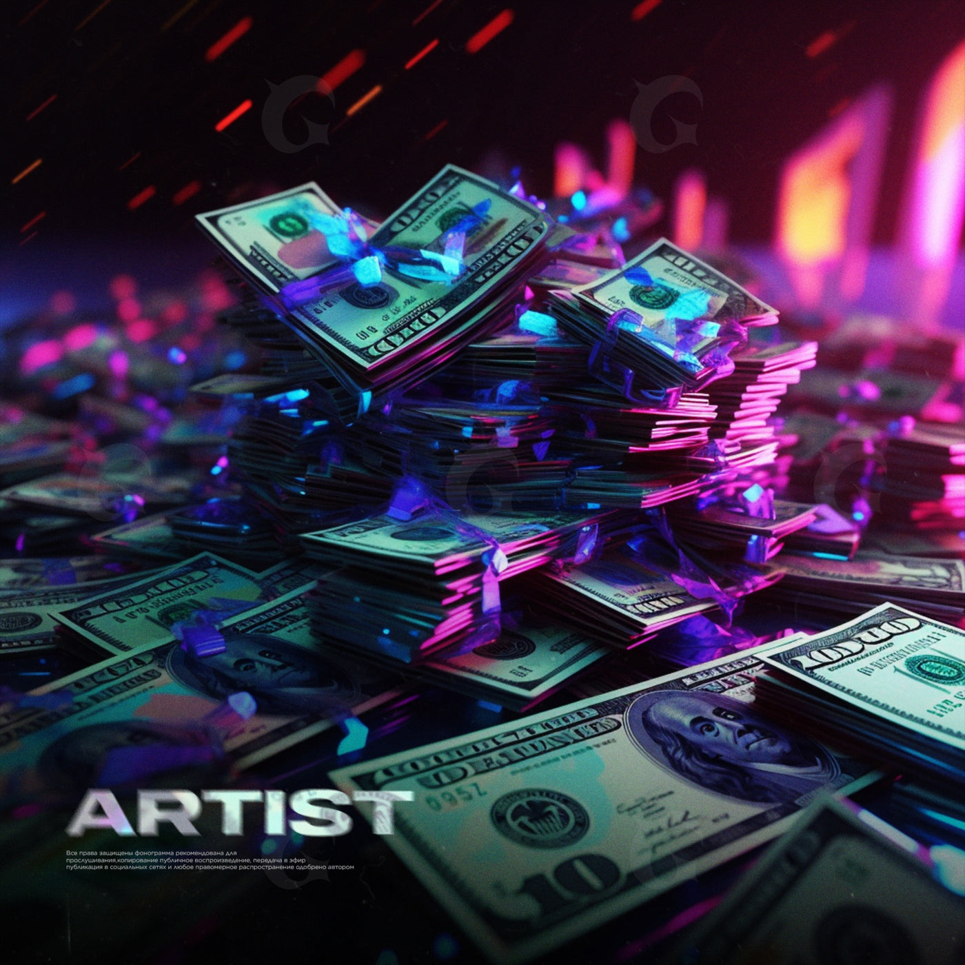 Neon cash stacks