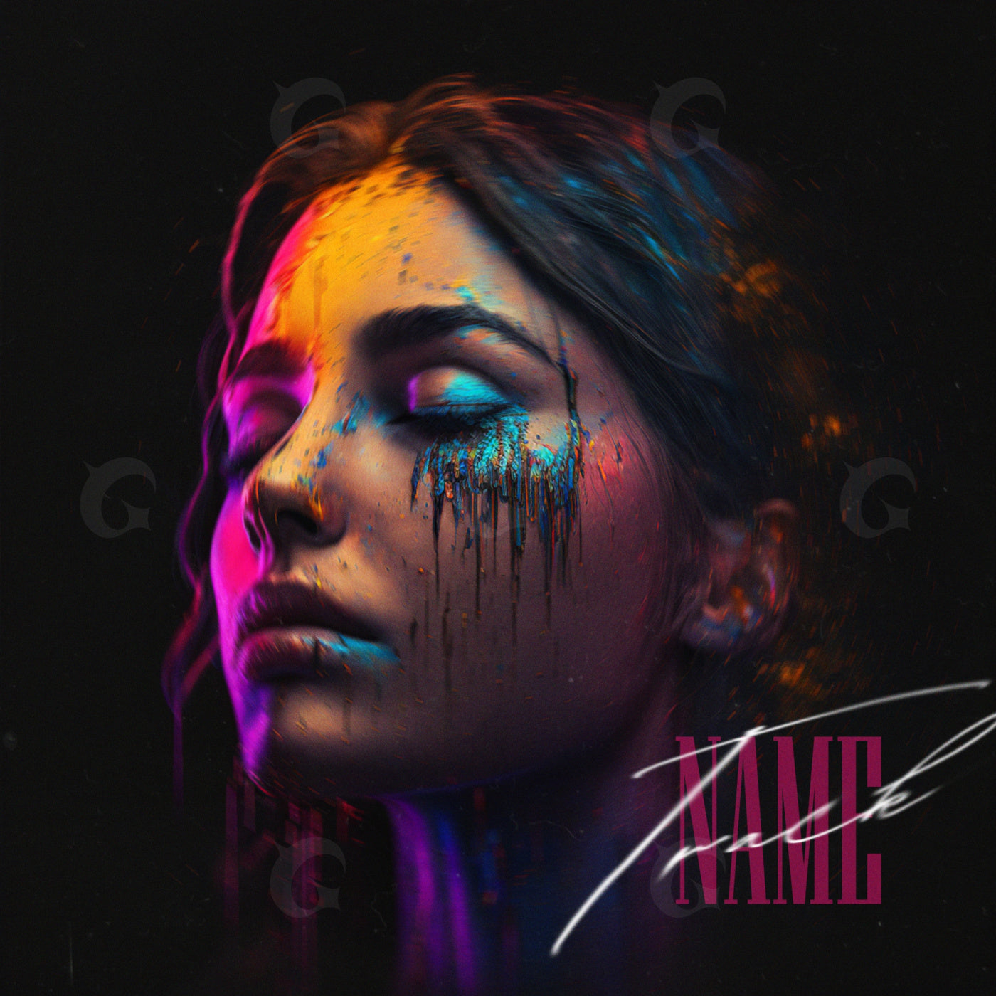 Neon tears falling