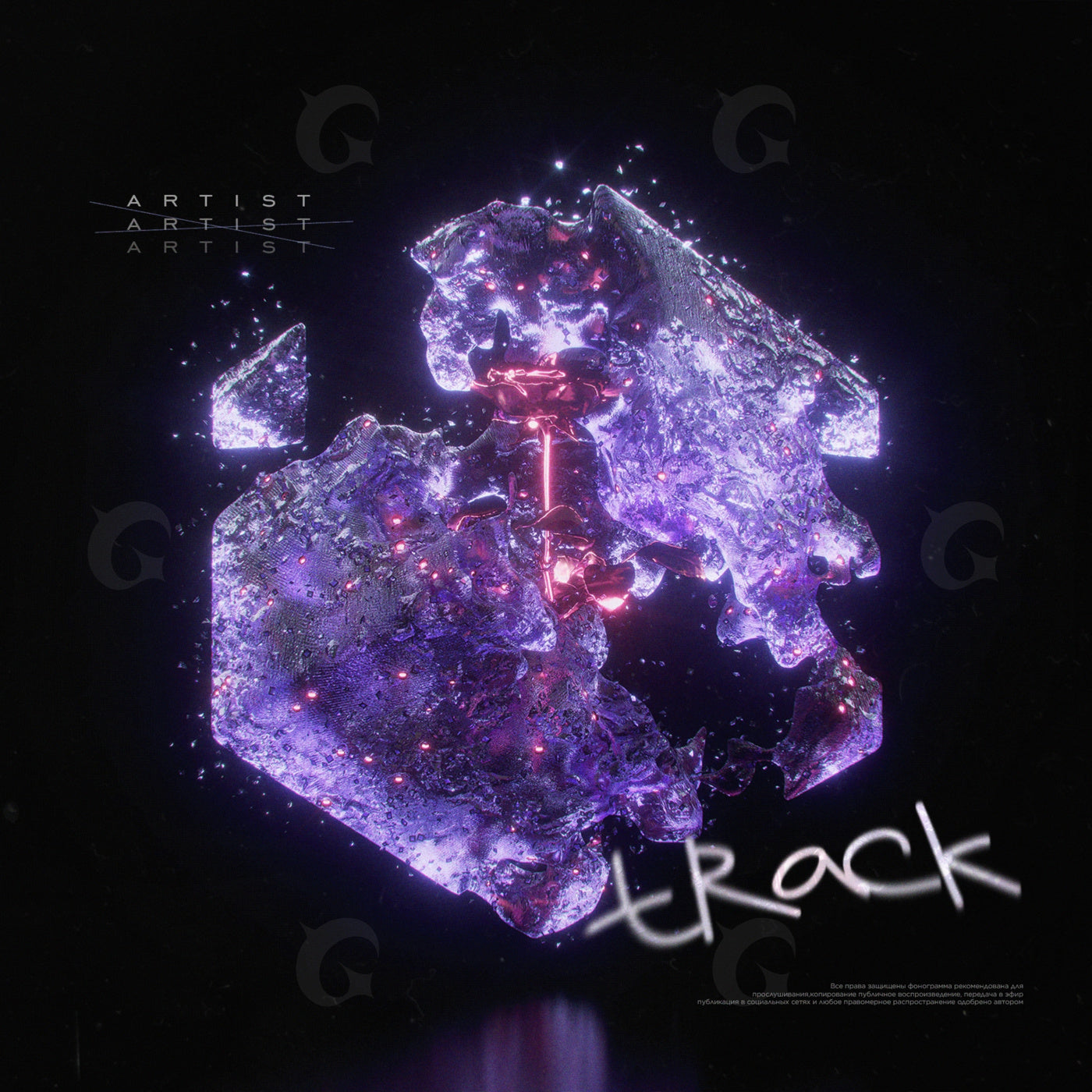 Shattered neon crystal