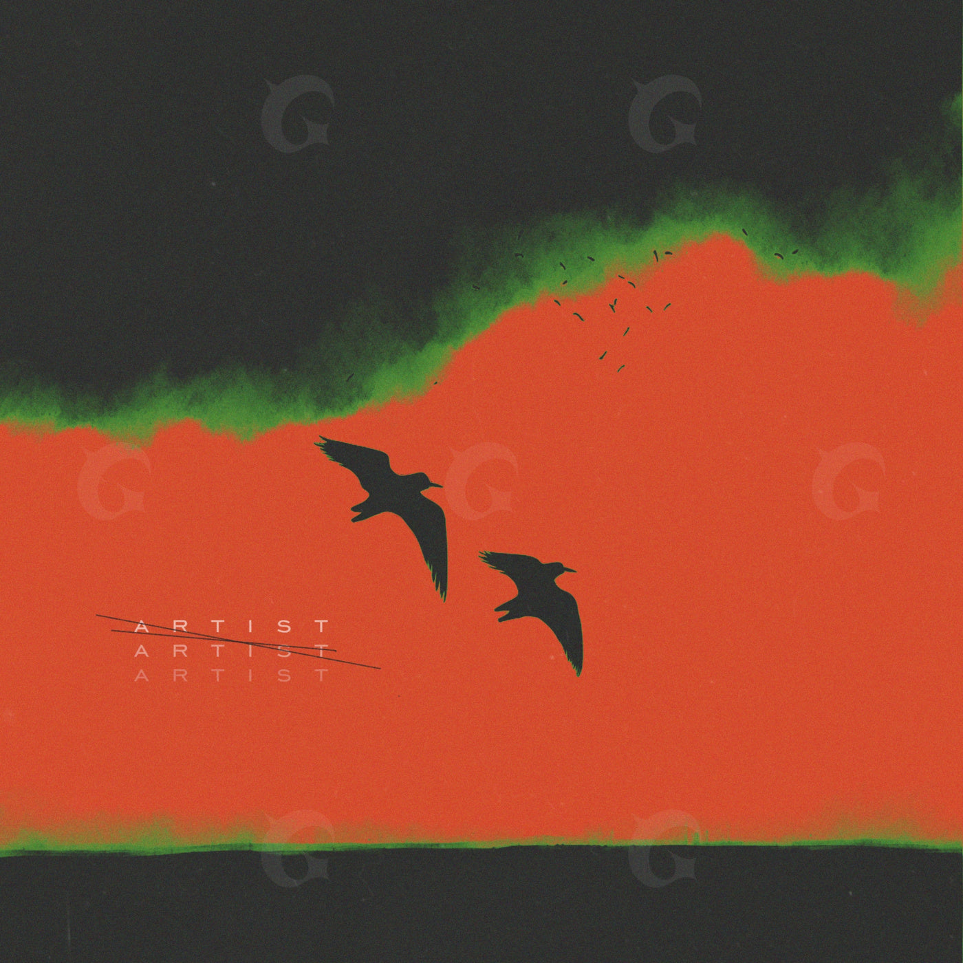 Seabirds over horizon
