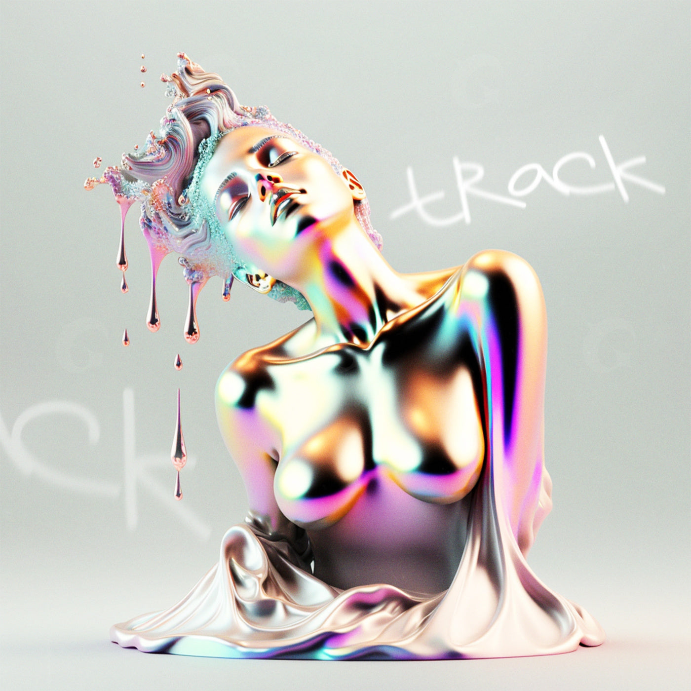 Melting surreal feminine statue