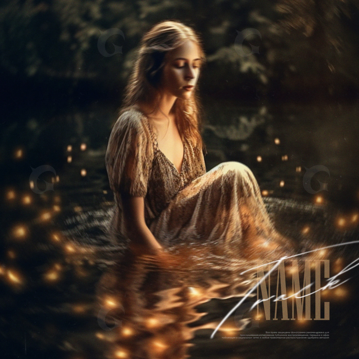 Woman among lights